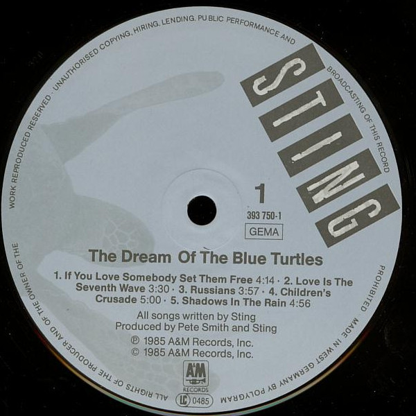 Sting - The Dream Of The Blue Turtles | A&M Records (393 750-1) - 3 Sting - The Dream Of The Blue Turtles | A&M Records (393 750-1) - 3