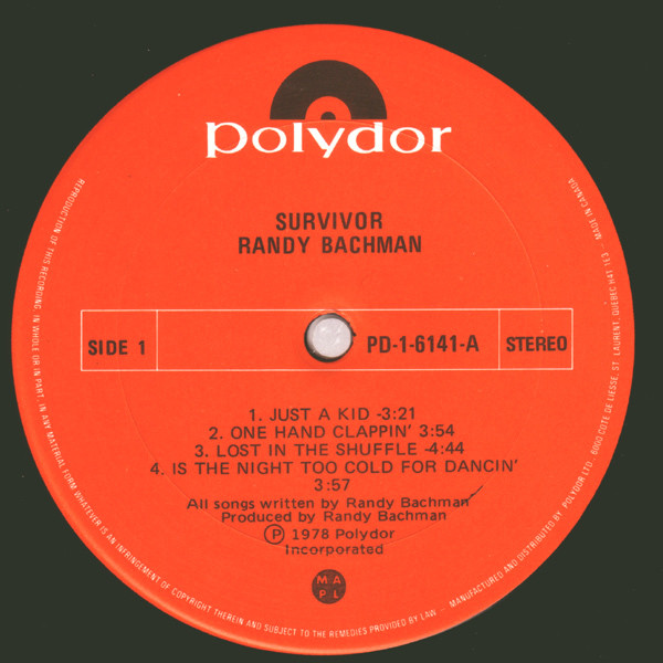 Randy Bachman - Survivor | Polydor (PD-1-6141) - 3