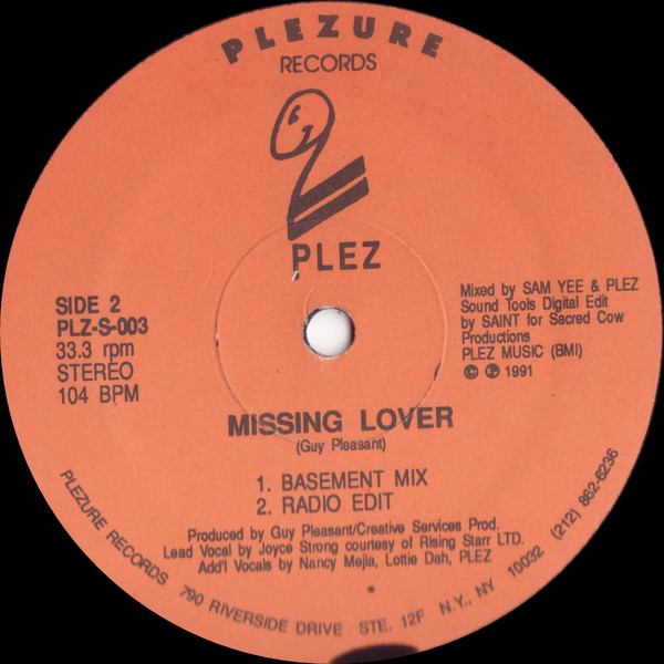 Plez - Thing For You / Missing Lover | Plezure Records (PLZ-S-003) - 2 Plez - Thing For You / Missing Lover | Plezure Records (PLZ-S-003) - 2