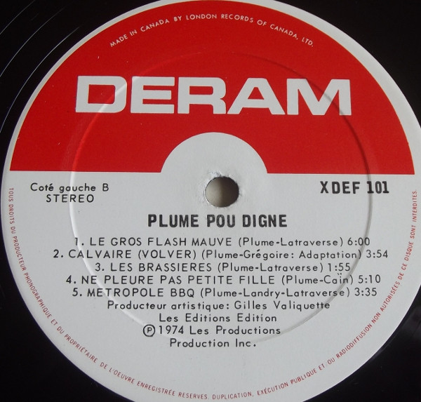 Plume Latraverse - Plume Pou Digne | Deram (XDEF 101) - 4 Plume Latraverse - Plume Pou Digne | Deram (XDEF 101) - 4