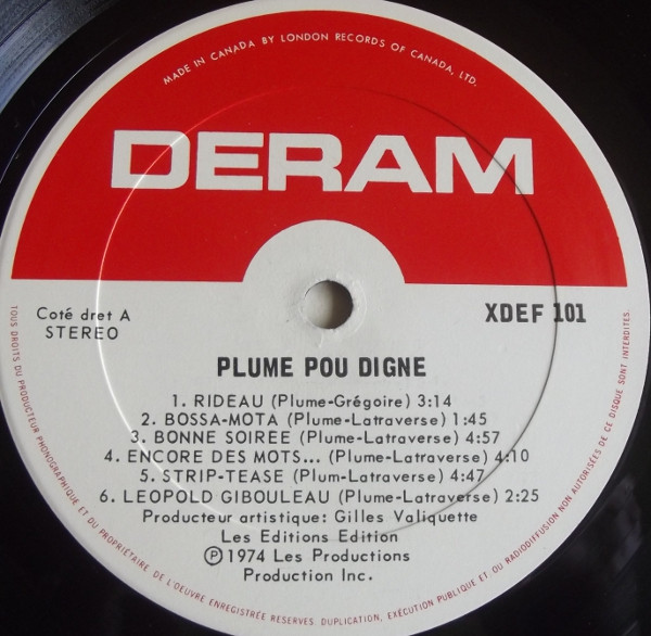 Plume Latraverse - Plume Pou Digne | Deram (XDEF 101) - 3 Plume Latraverse - Plume Pou Digne | Deram (XDEF 101) - 3
