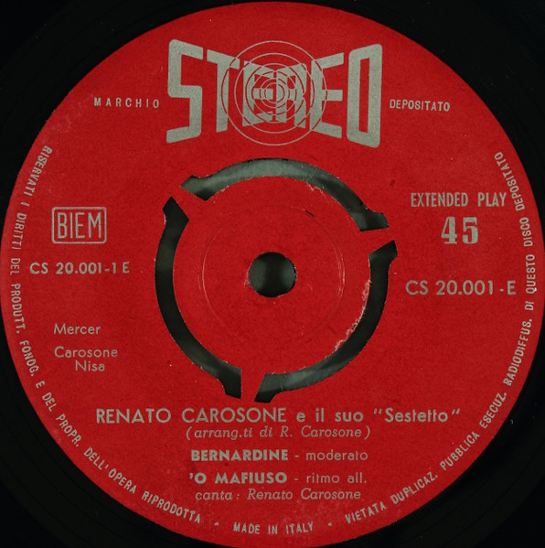 Renato Carosone E Il Suo Sestetto - Bernardine | Stereo Dischi (CS 20.001-E) - 3