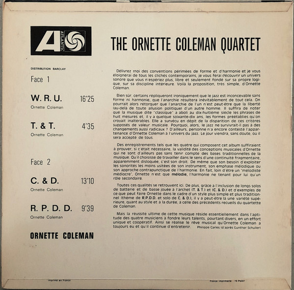 The Ornette Coleman Quartet - Ornette! | Atlantic (XBLY 850007) - 2