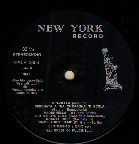 Gli Eredi Di Pulcinella - Le Belle Dimenticate Vol.2 | Produzione New York Record (PA LP 3304) - 3 Gli Eredi Di Pulcinella - Le Belle Dimenticate Vol.2 | Produzione New York Record (PA LP 3304) - 3
