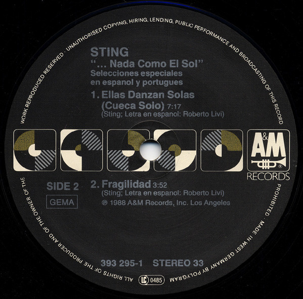 Sting - ...Nada Como El Sol (Selecciones Especiales En Espanol Y Portugues) | A&M Records (393 295-1) - 4 Sting - ...Nada Como El Sol (Selecciones Especiales En Espanol Y Portugues) | A&M Records (393 295-1) - 4