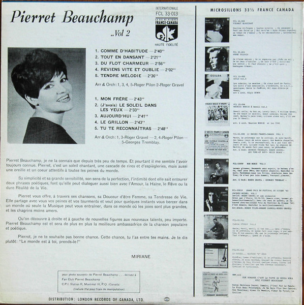 Pierret Beauchamp - Vol.2 | France-Canada (FCL 33-013) - 2 Pierret Beauchamp - Vol.2 | France-Canada (FCL 33-013) - 2