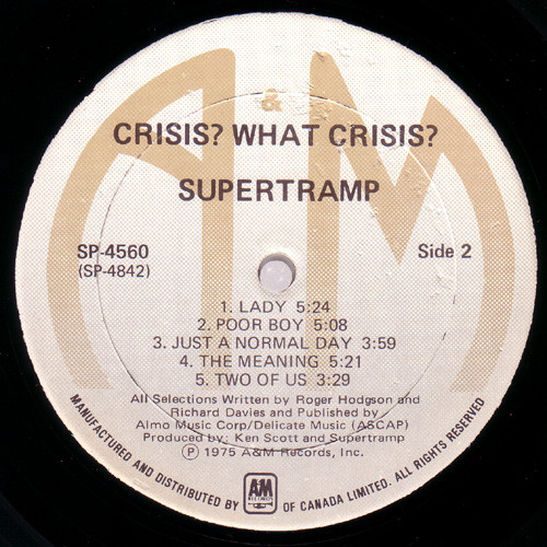 Supertramp - Crisis? What Crisis? | A&M Records (SP-4560) - 4