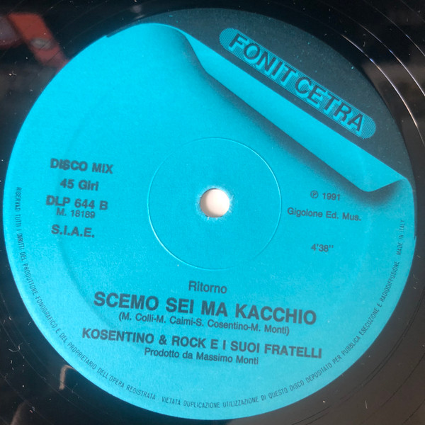 Kosentino & Rock E I Suoi Fratelli - Kacchio Ma Sei Scemo | Fonit Cetra (DLP 644) - 4 Kosentino & Rock E I Suoi Fratelli - Kacchio Ma Sei Scemo | Fonit Cetra (DLP 644) - 4