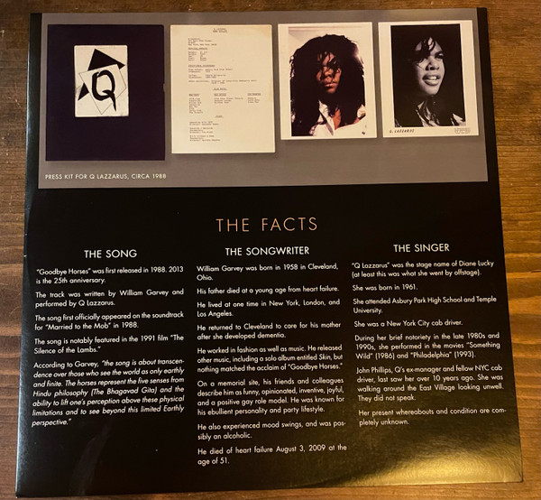 Q. Lazzarus - Goodbye Horses | Mon Amie Records (MON 007) - 4 Q. Lazzarus - Goodbye Horses | Mon Amie Records (MON 007) - 4