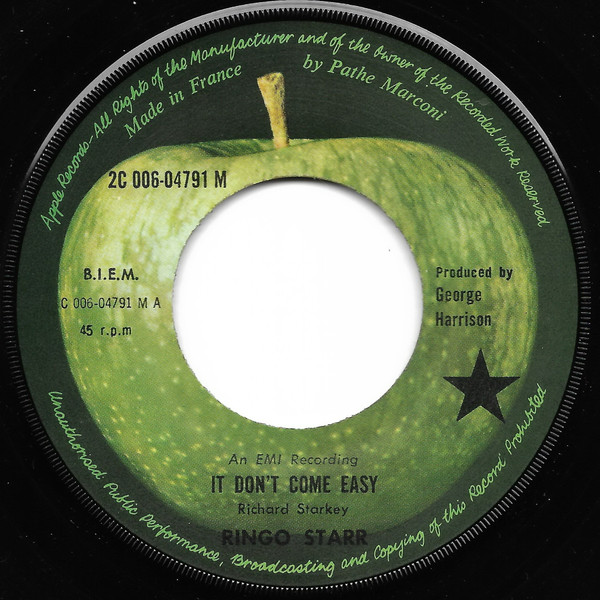 Ringo Starr - It Don't Come Easy / Early 1970 | Apple Records (2C 006-04791 M) - 3 Ringo Starr - It Don't Come Easy / Early 1970 | Apple Records (2C 006-04791 M) - 3