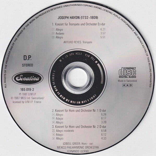 Joseph Haydn - Orquesta Filarmónica de la Ciudad de México , Fernando Lozano - Trompetenkonzert / Hornkonzerte Nr. 1 & 2 | Sonatina (165 019-2) - 3