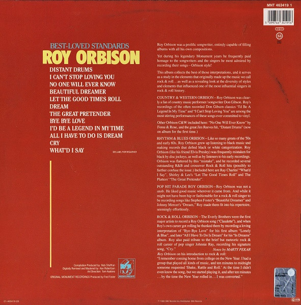 Roy Orbison - Best-Loved Standards | Monument (MNT 463419 1) - 2