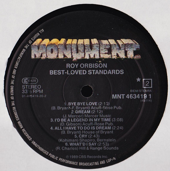 Roy Orbison - Best-Loved Standards | Monument (MNT 463419 1) - 4