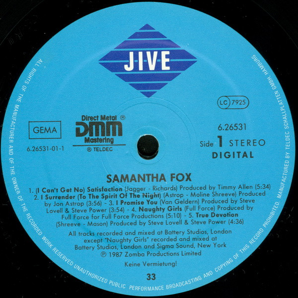 Samantha Fox - Samantha Fox | Jive (6.26531) - 3 Samantha Fox - Samantha Fox | Jive (6.26531) - 3