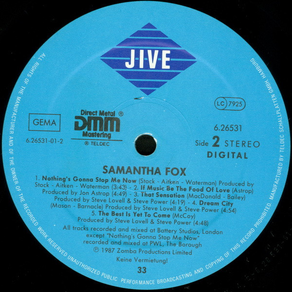Samantha Fox - Samantha Fox | Jive (6.26531) - 4 Samantha Fox - Samantha Fox | Jive (6.26531) - 4