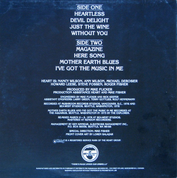 Heart - Magazine | Mushroom Records (MRS-5008) - 2 Heart - Magazine | Mushroom Records (MRS-5008) - 2