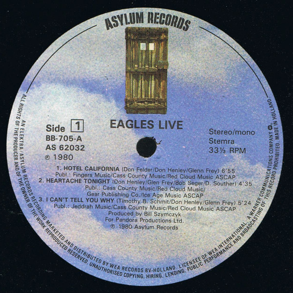 Eagles - Eagles Live | Asylum Records (AS 62032) - 3