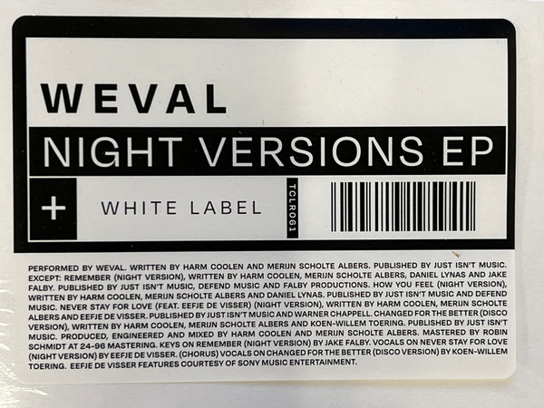 Weval - Night Versions | Technicolour (TCLR061) - 4