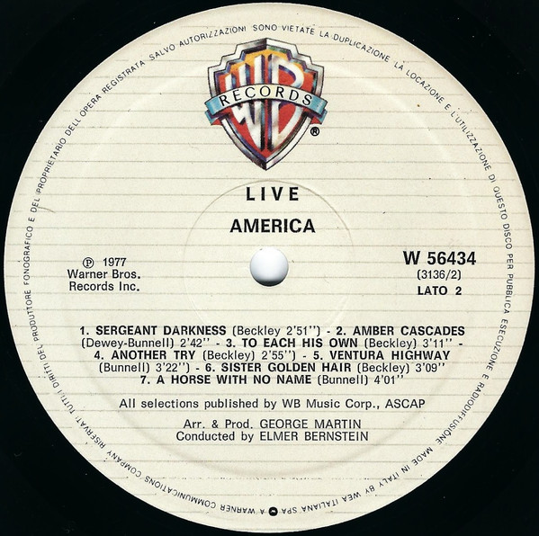 America - Live | Warner Bros. Records (W 56434) - 3 America - Live | Warner Bros. Records (W 56434) - 3