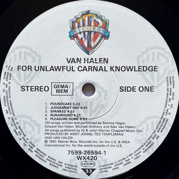 Van Halen - For Unlawful Carnal Knowledge | Warner Bros. Records (7599-26594-1) - 3