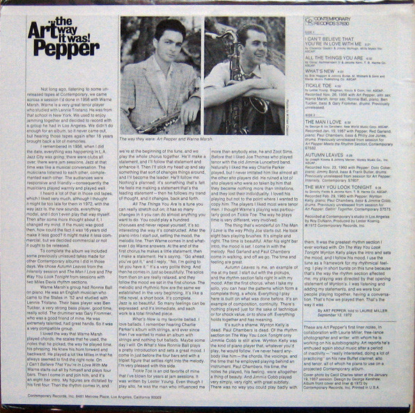 Art Pepper - ...The Way It Was! | Contemporary Records (S7630) - 2