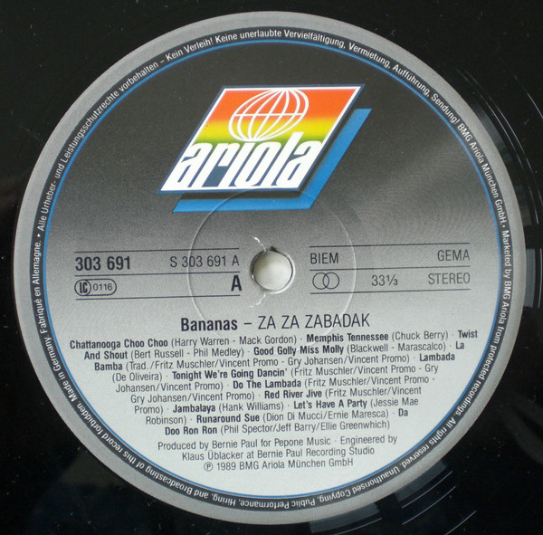 Original Bananas - Za Za Zabadak | Ariola (303 693) - 3