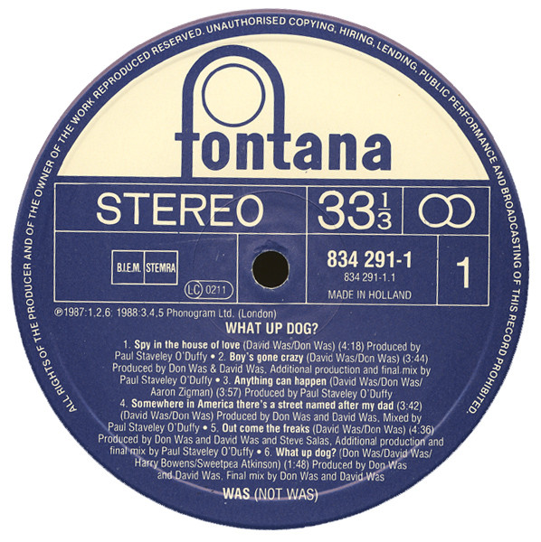 Was (Not Was) - What Up, Dog? | Fontana (834 291-1) - 3