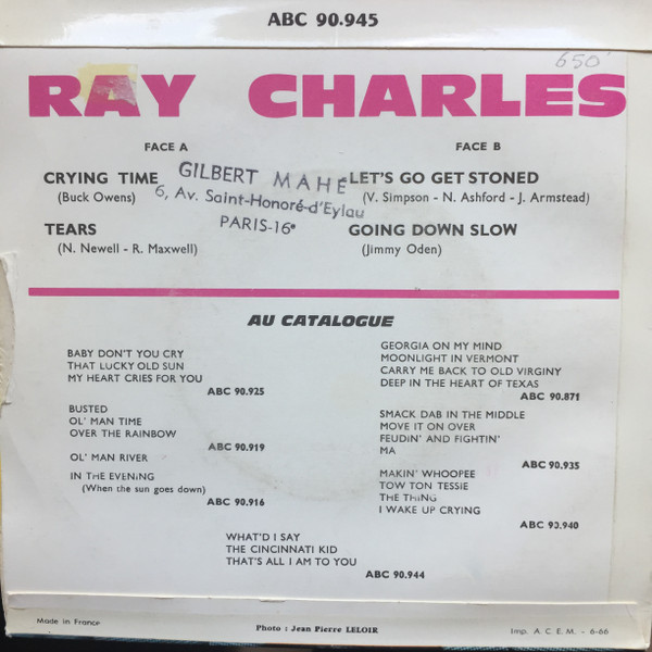 Ray Charles - Crying Time | ABC-Paramount (ABC 90.945) - 3 Ray Charles - Crying Time | ABC-Paramount (ABC 90.945) - 3