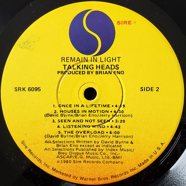 Talking Heads - Remain In Light | Sire (SRK 6095) - 4