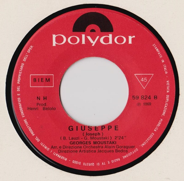 Georges Moustaki - Lo Straniero / Giuseppe | Polydor (NH 59 824) - 4