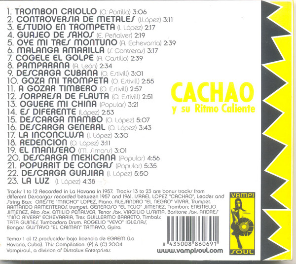 Cachao Y Su Ritmo Caliente - Cuban Jam Sessions In Miniature "Descargas" | Vampi Soul (VAMPI CD 041) - 2