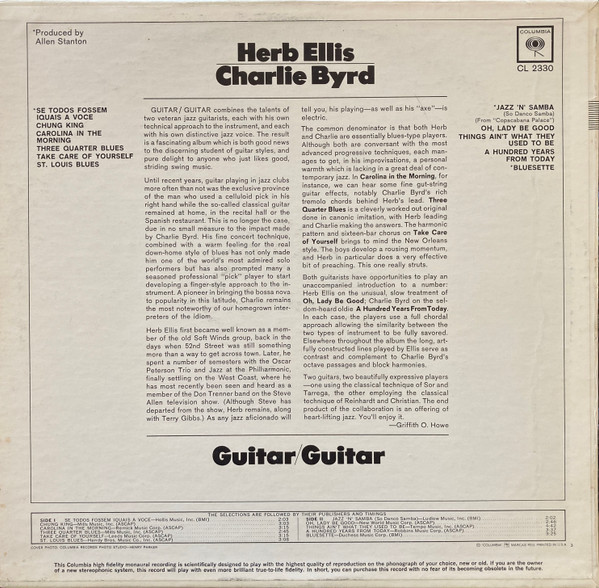 Herb Ellis , Charlie Byrd - Guitar/Guitar [Vinyl] | Columbia (CL 2330) - 2