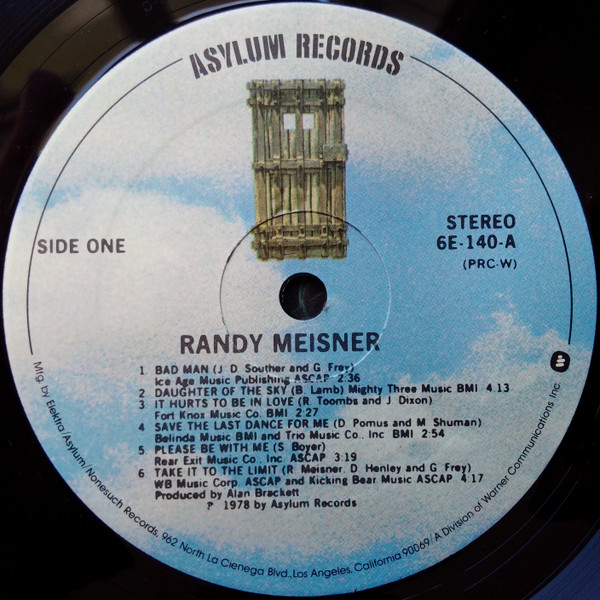 Randy Meisner - Randy Meisner | Asylum Records (6E-140) - 4