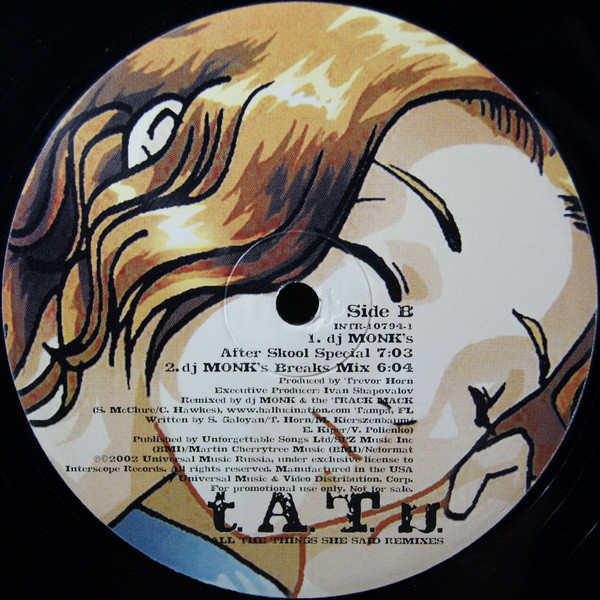 t.A.T.u. - All The Things She Said (12" Remixes) [Vinyl] | Interscope Records (INTR-10794-1) - 4