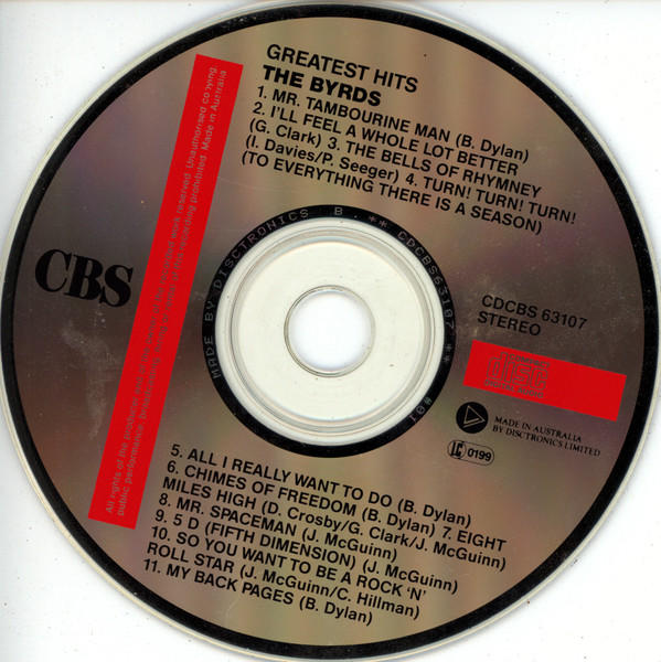 The Byrds - Greatest Hits CD | CBS (CDCBS 63107) - 3 The Byrds - Greatest Hits CD | CBS (CDCBS 63107) - 3
