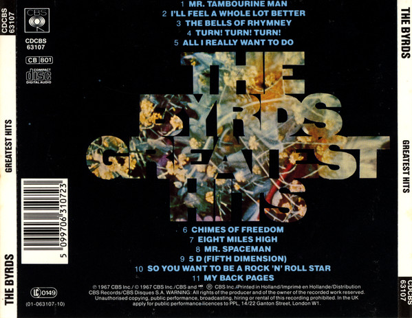 The Byrds - Greatest Hits CD | CBS (CDCBS 63107) - 2 The Byrds - Greatest Hits CD | CBS (CDCBS 63107) - 2