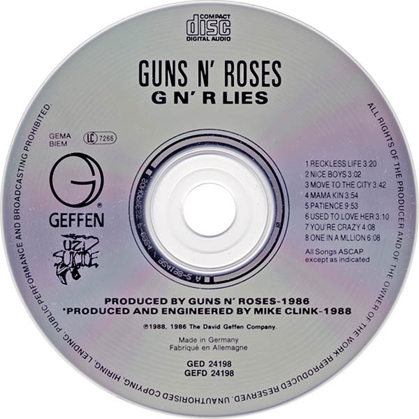 Guns N' Roses - G N' R Lies | Geffen Records (GED 24198) - 3