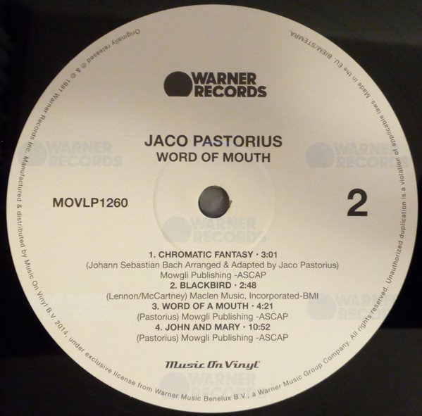 Jaco Pastorius - Word Of Mouth | Music On Vinyl (MOVLP1260) - 4 Jaco Pastorius - Word Of Mouth | Music On Vinyl (MOVLP1260) - 4