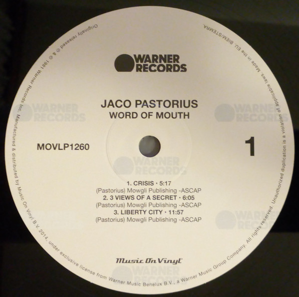 Jaco Pastorius - Word Of Mouth | Music On Vinyl (MOVLP1260) - 3 Jaco Pastorius - Word Of Mouth | Music On Vinyl (MOVLP1260) - 3