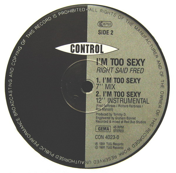Right Said Fred - I'm Too Sexy | Control (CON 4023-0) - 4 Right Said Fred - I'm Too Sexy | Control (CON 4023-0) - 4