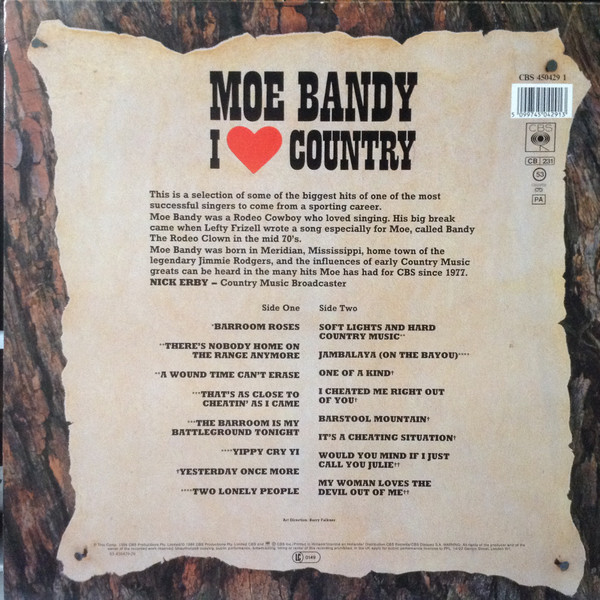 Moe Bandy - I Love Country | CBS (CBS 450429 1) - 2 Moe Bandy - I Love Country | CBS (CBS 450429 1) - 2