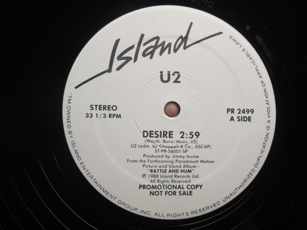 U2 - Desire | Island Records (PR 2499) - 2