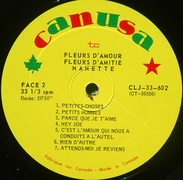 Nanette Workman , Tony Roman - Fleurs D'Amour Fleurs D'Amitié [Vinyl] | Canusa (CLJ-33-602) - 2