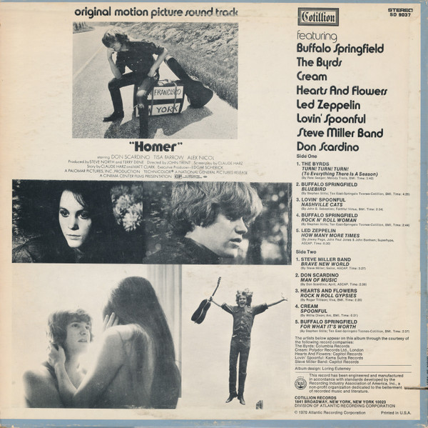 Various - Original Motion Picture Sound Track "Homer" | Cotillion (SD 9037) - 2