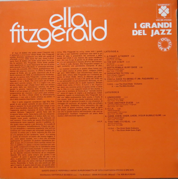 Ella Fitzgerald - I Grandi Del Jazz | Quadrifoglio International (VDS 365) - 2