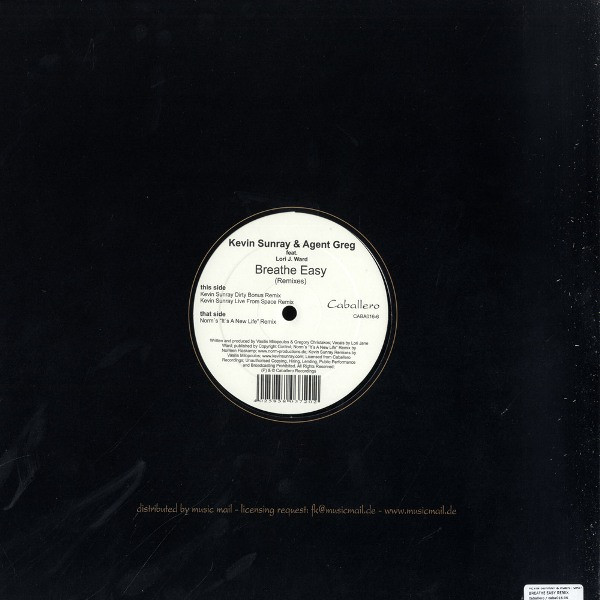 Kevin Sunray & Agent Greg - Breathe Easy (Remixes) | Caballero Recordings (CABA016-6) - 2 Kevin Sunray & Agent Greg - Breathe Easy (Remixes) | Caballero Recordings (CABA016-6) - 2
