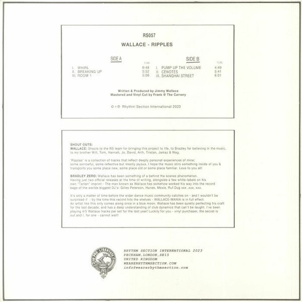 Wallace - Ripples | Rhythm Section International (RS057)