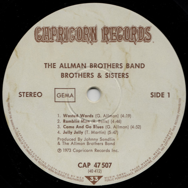 The Allman Brothers Band - Brothers And Sisters | Capricorn Records (CAP 47 507) - 3 The Allman Brothers Band - Brothers And Sisters | Capricorn Records (CAP 47 507) - 3