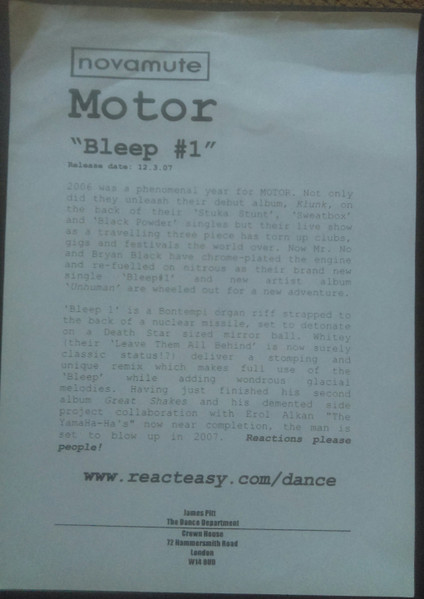 MOTOR - Bleep #1 | NovaMute (12 NoMu 174) - 2