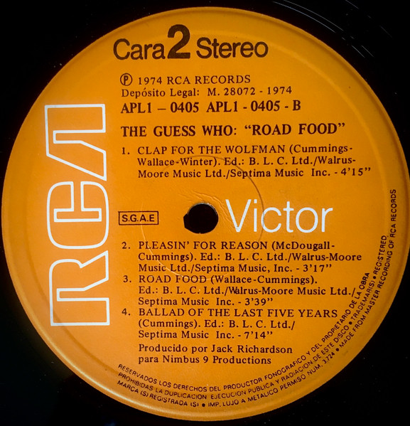 The Guess Who - Road Food | RCA Victor (APL1-0405) - 4